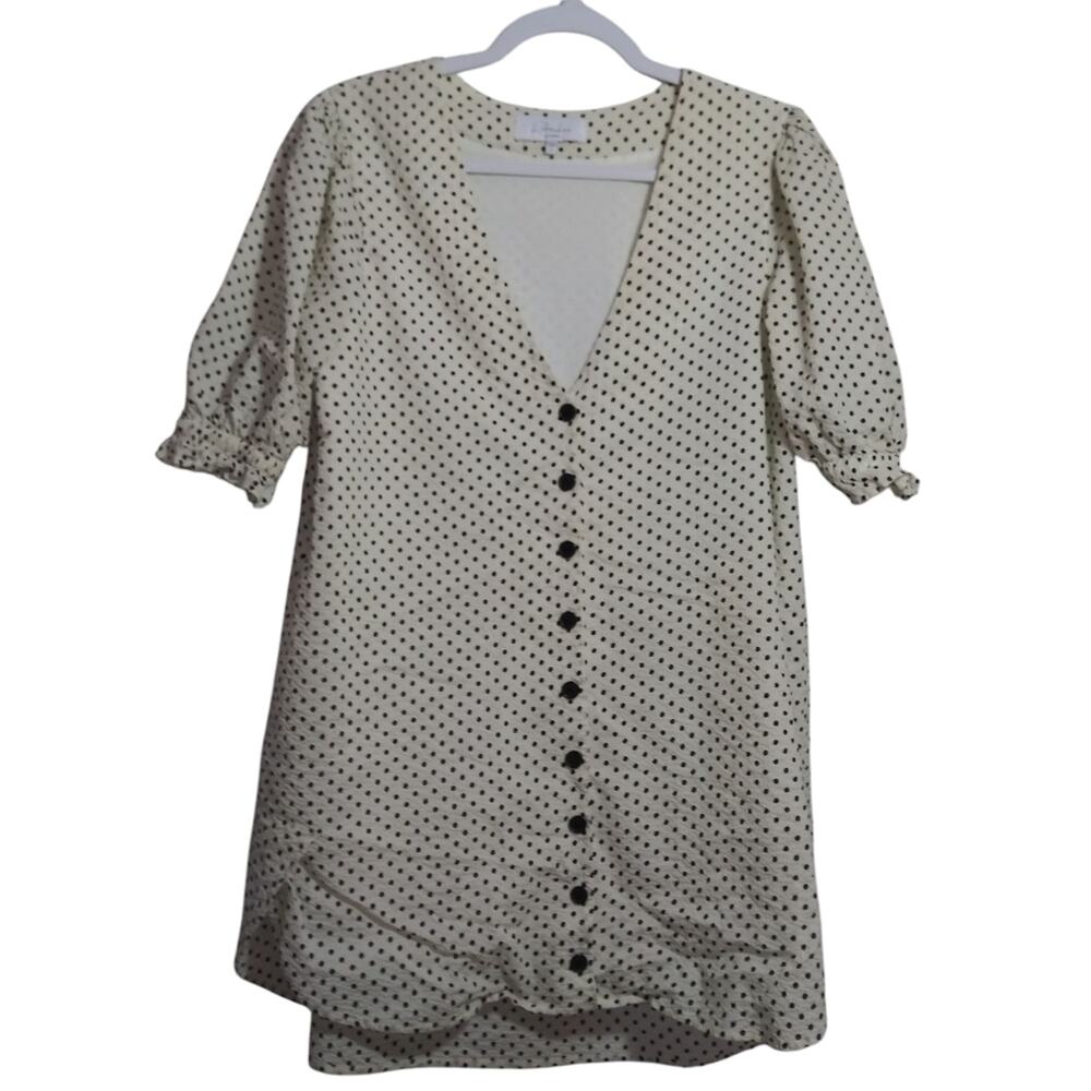 L' Academie White & Black Polka Dot Dress Revolve Size M